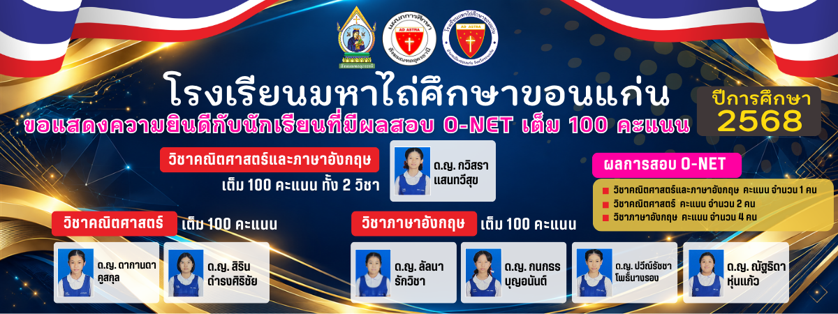 แบนเนอร์ประชาสัมพันธ์โรงเรียนมหาไถ่ศึกษาขอนแก่น